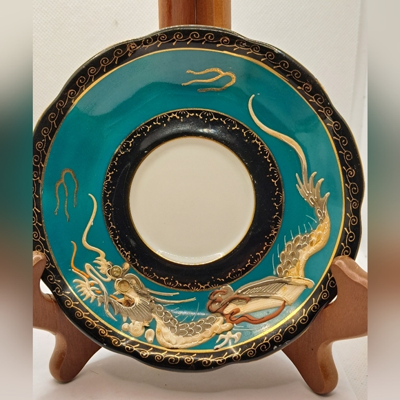 CASTLE Japan Dragonware Tea Cup and Saucer Bone China in blue and Vintage . - Picture 3 of 10